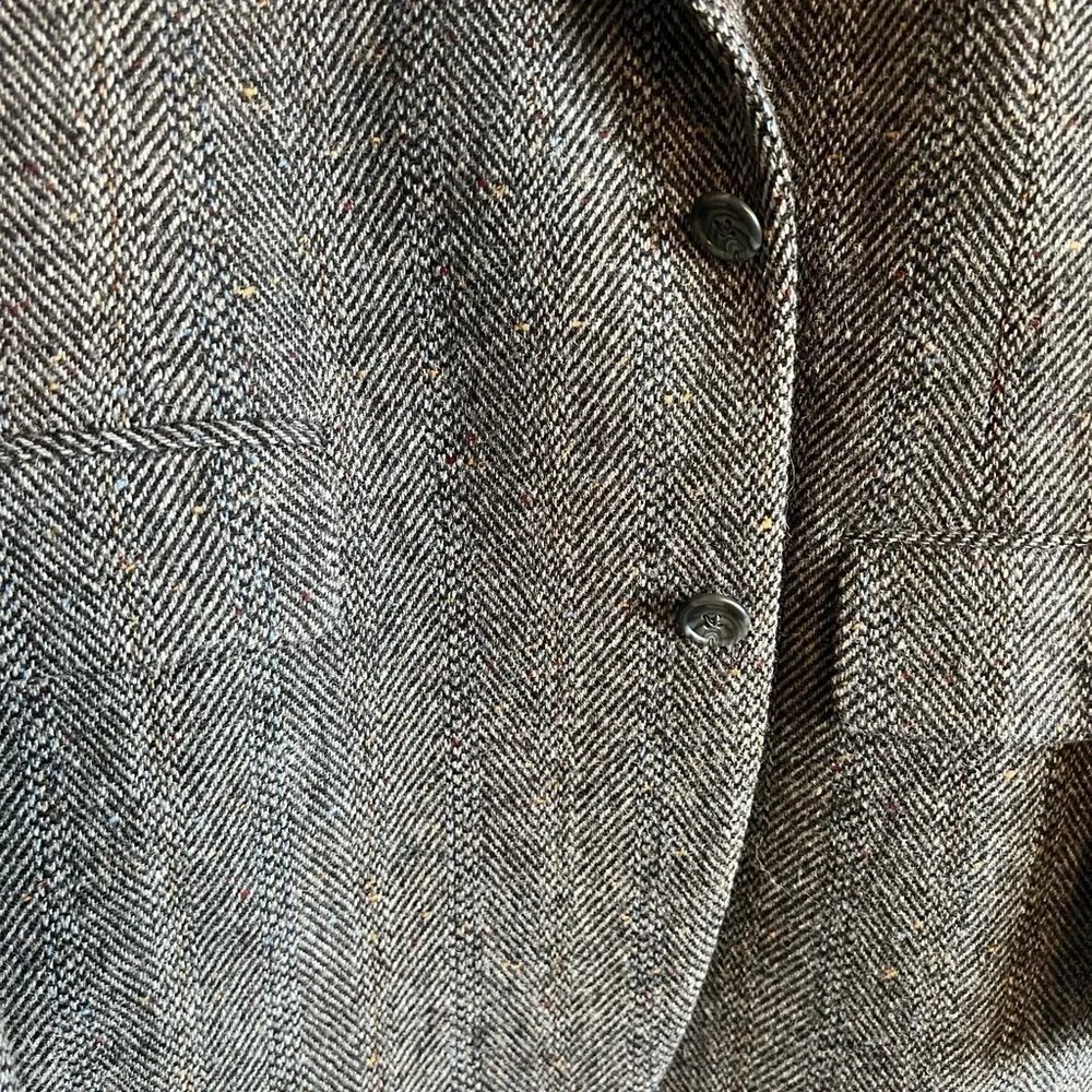 VINTAGE Tweed Jacket M Gray Barleycorn 100% Wool Donegal Blazer Sport Coat 43R - Picture 8 of 13